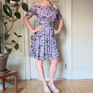 Xhilaration Floral Lace Dress, Size SM, Purple, Blue, Black, Rose